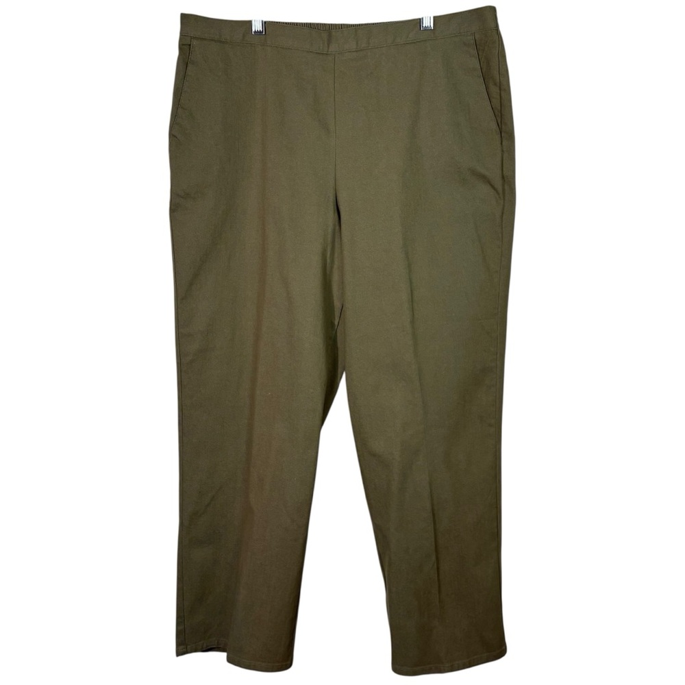 Alfred Dunner Olive Green Classic Fit Elastic Waist Pull On Casual Pants NWT 16